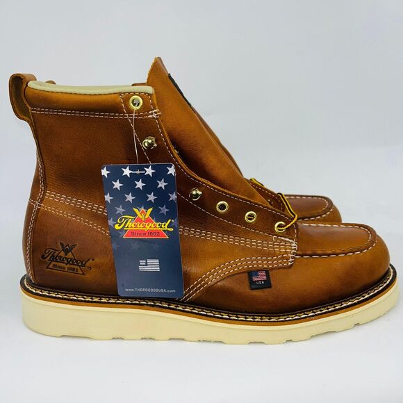 THOROGOOD MENS SLIP-RESISTANT TOBACCO MOCTOE LACE UP WORK BOOTS